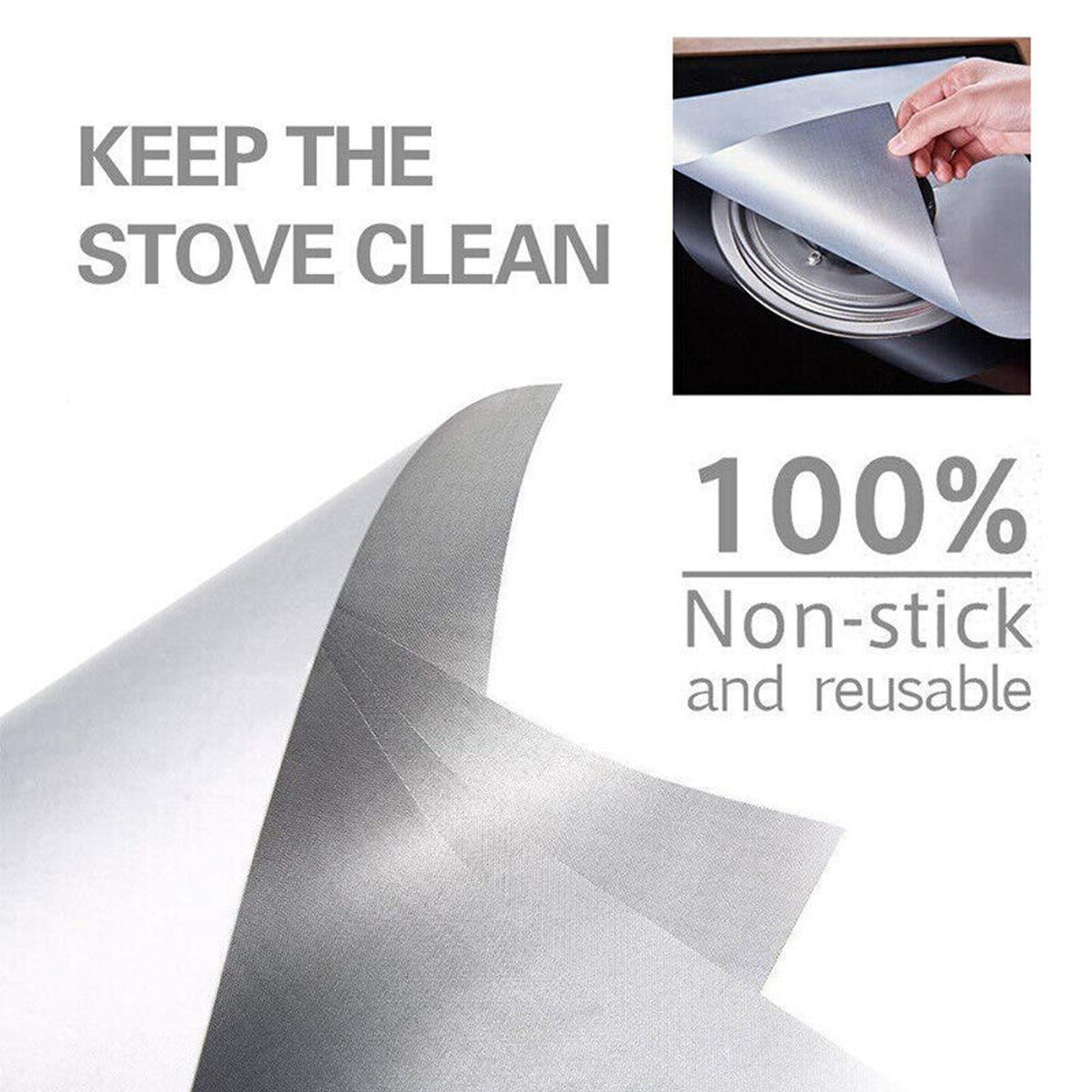 4pc Premium Reusable Gas Stovetop Burner Protector Pad Liner Cover