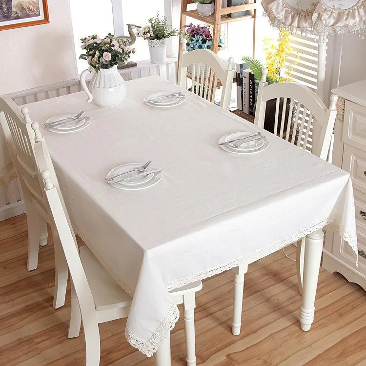 Dining Table Cover White Croshia Cloth Net For 6 Seater 60*90 Inches (Self Design)