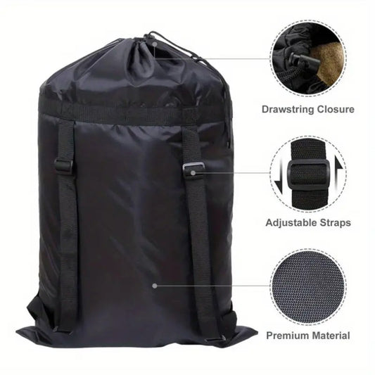 Large Waterproof Polyester Backpack Laundry Bag - Perfect for Camping and Travel Storage!