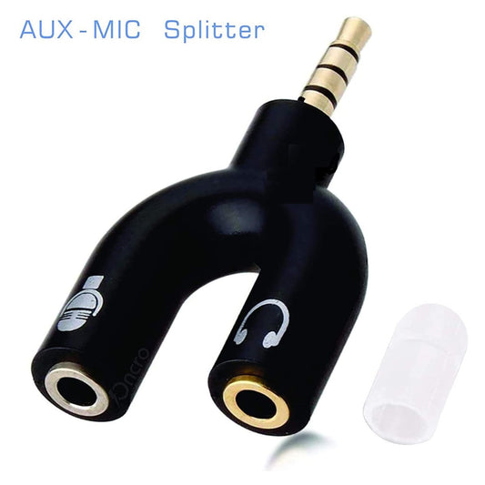 3.5mm Stereo Splitter Audio to Mic Headset Jack Plug Y Adapter