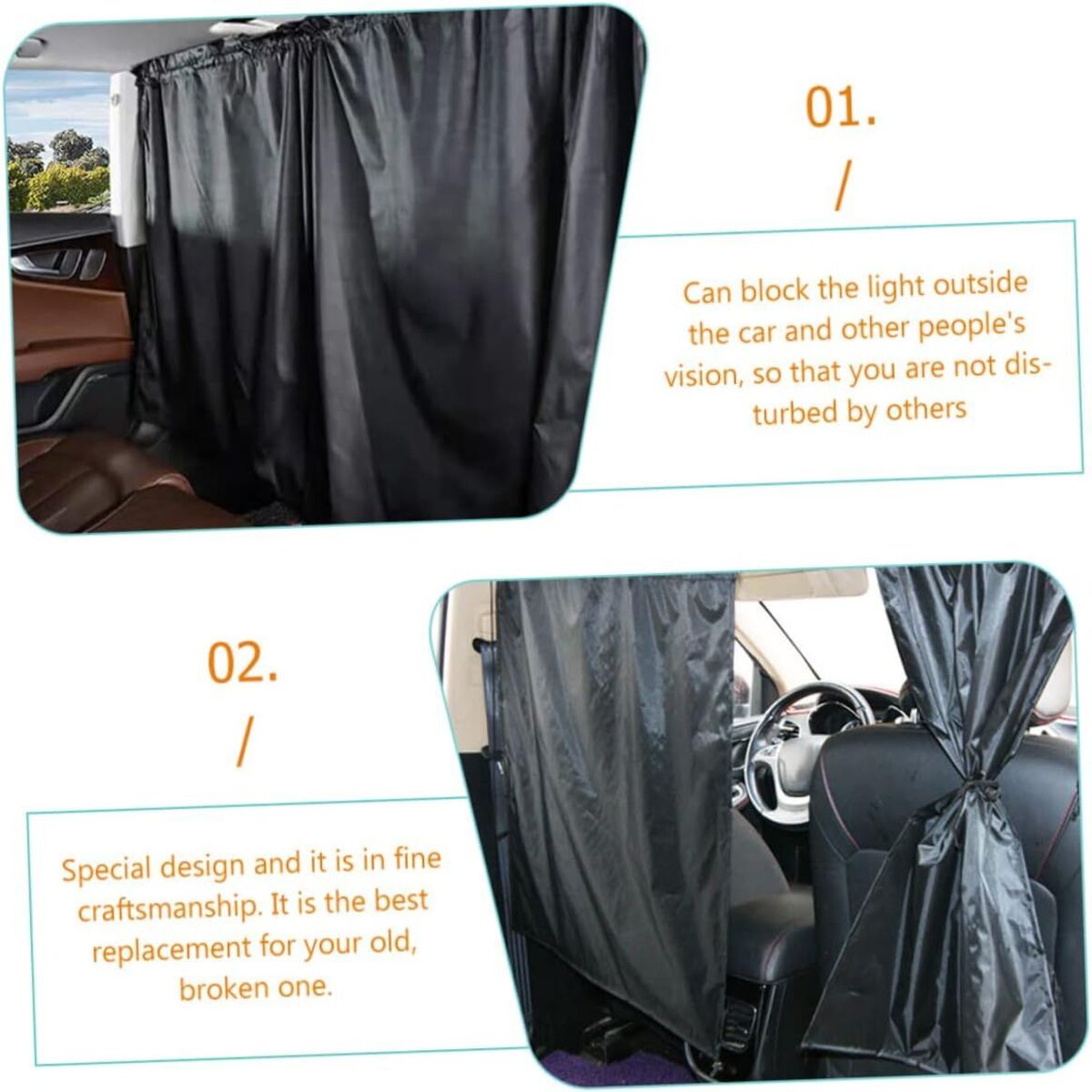 Car Divider Sunshade Curtains for Privacy Travel Nap For Car Window Shades