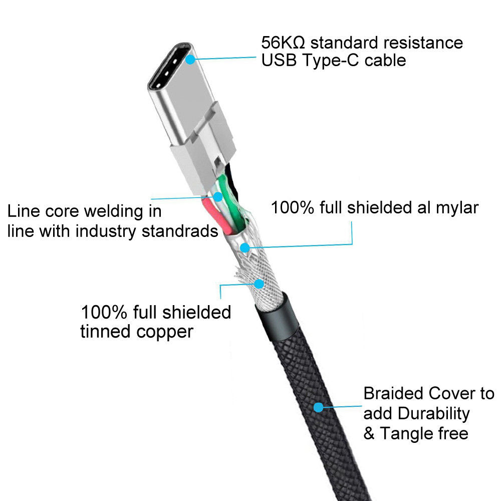 Braided Type C Charging Cable -0.2 M