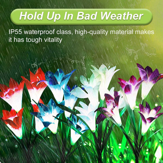 2Pcs Solar Garden Lily Flower Light