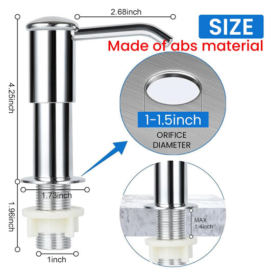 Countertop Kitchen Sink Soap Dispenser Pump, Chrome with Extension Tube Kit