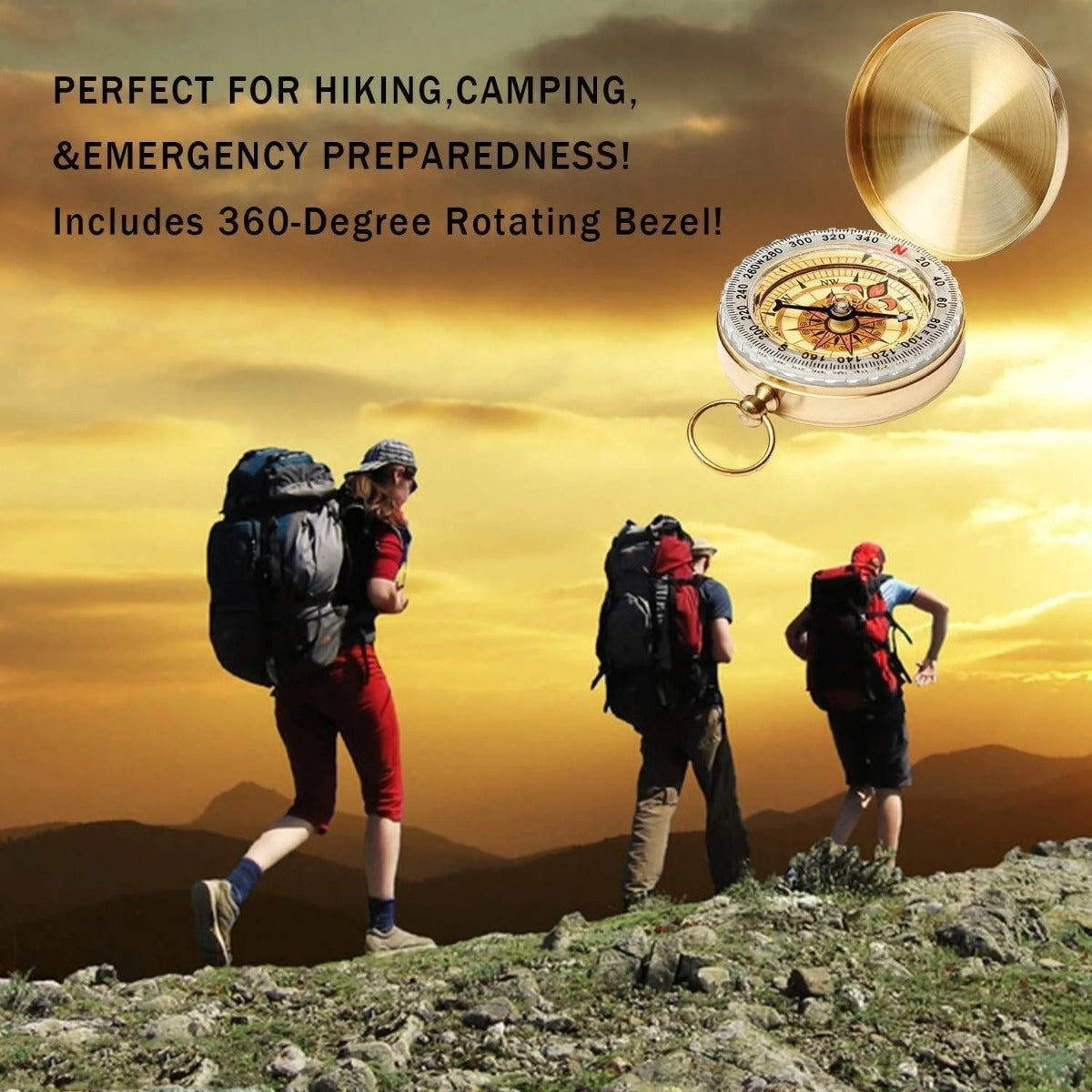 Camping Compass Outdoor Hiking Pocket Watch