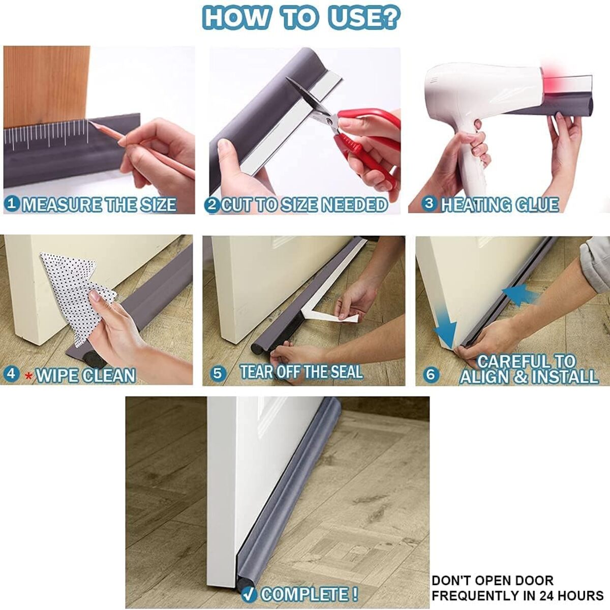 Door Draft Stopper 30 inches Grey Under Noise Blocker Exterior