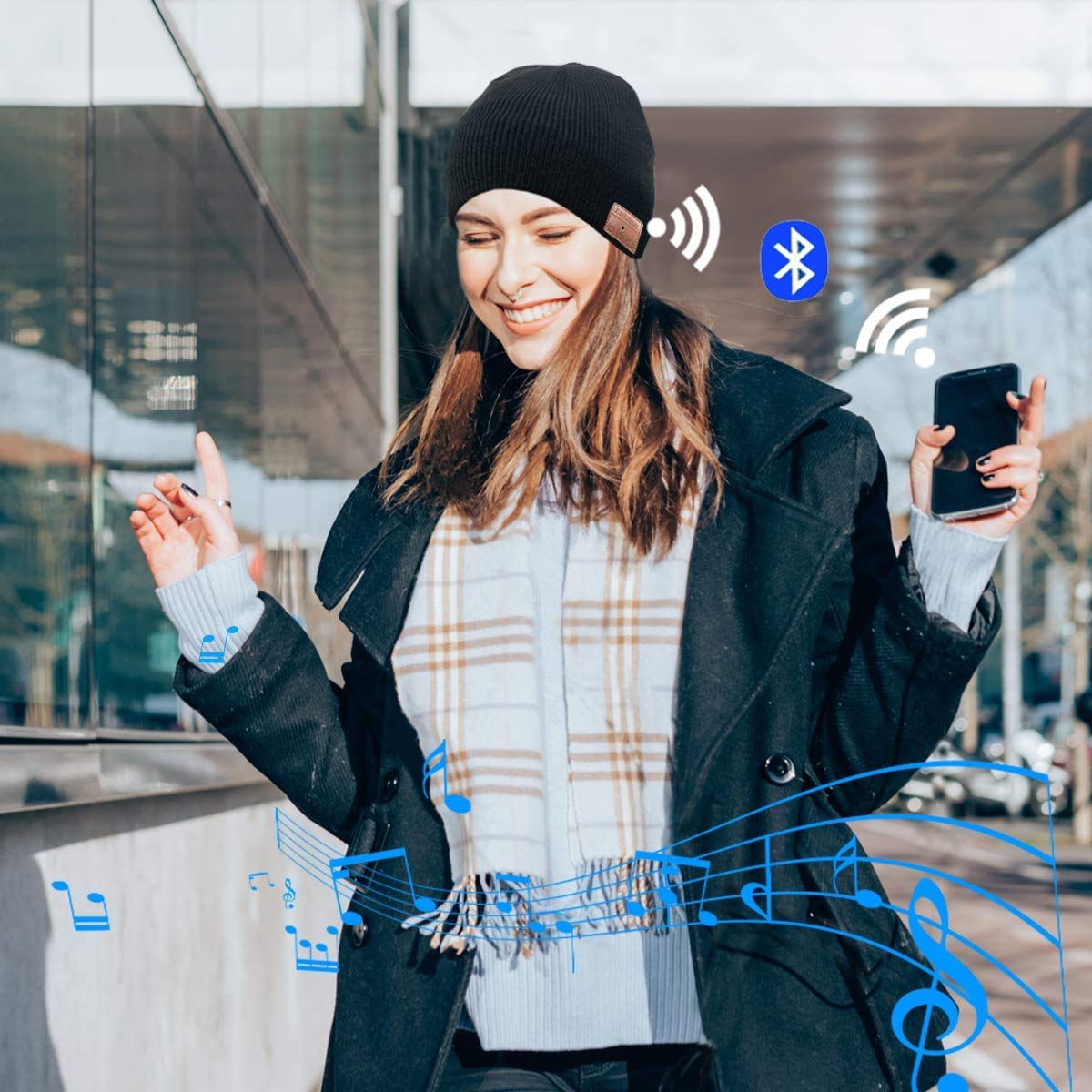 Wireless BT Earmuffs Woolen Hat