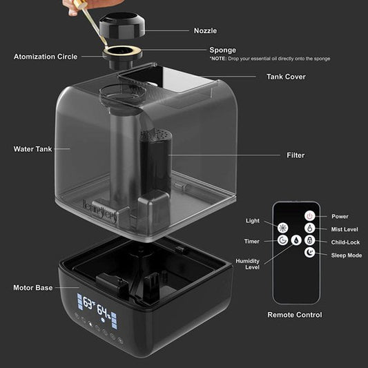 Ultrasonic Mist Air Humidifier with Remote