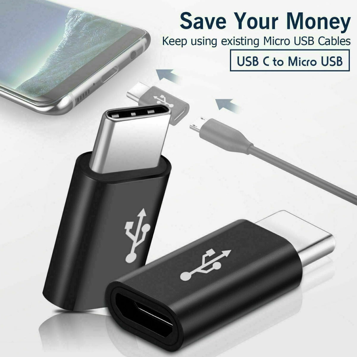 Micro USB Female to Type C male Adapter Converter Connector