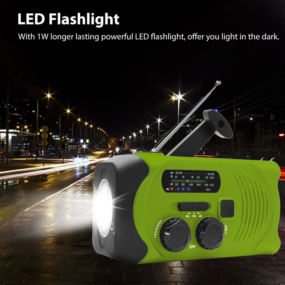 2000mAh Hand Crank Flashlight Radio