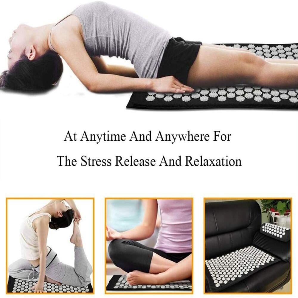Acupressure Mat with Pillow-Black