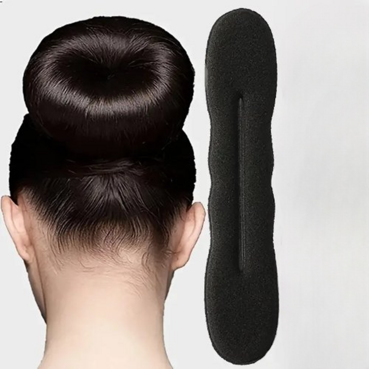Bun Maker Sponge Plastic Loop Curly Hairbands Hairstyle LARGE BLACK