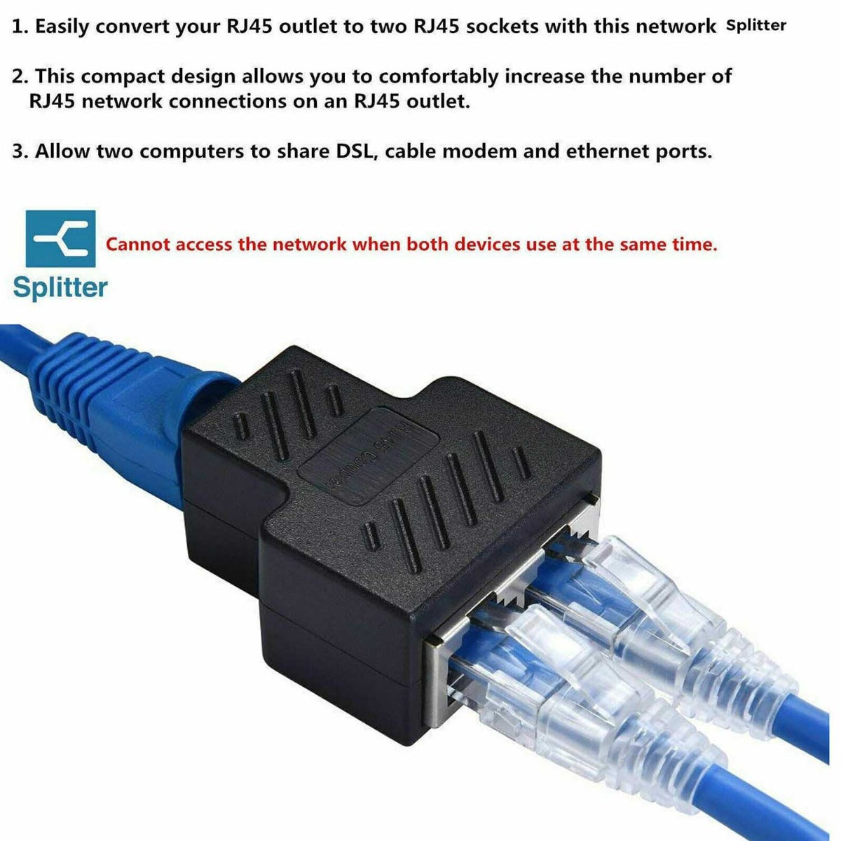 2pcs - RJ45 Splitter Adapter