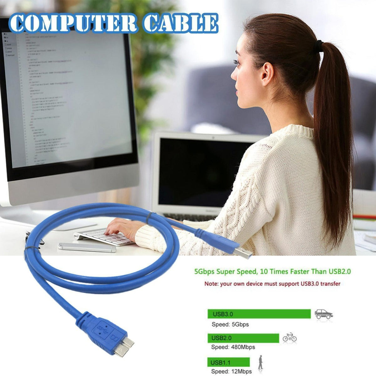 USB 3.0 Type A Male to Micro B USB Cable