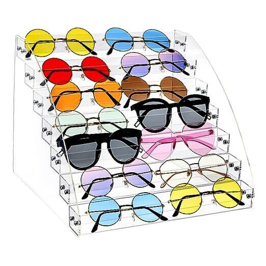 7 Tier Clear Acrylic Nail Polish Ink Display Rack Sunglasses Organizer