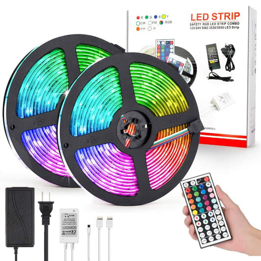 32.8 Feet 5050 RGB LED Strip Light With Adapter