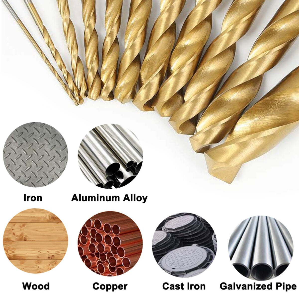 Titanium Twist Drill Bits Set of 50pcs