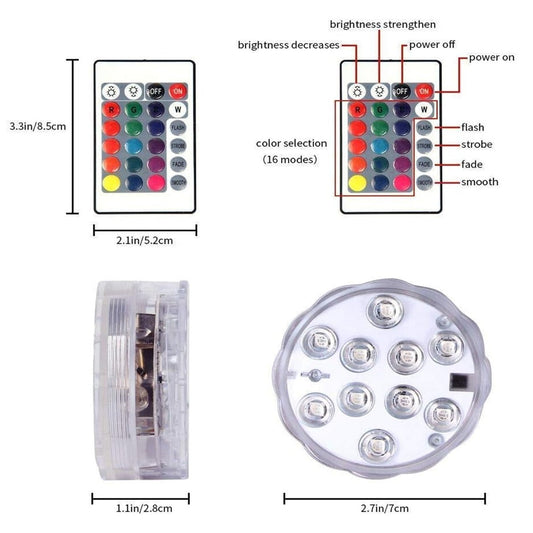 Led Lights Waterproof Multi-color Battery Remote Control