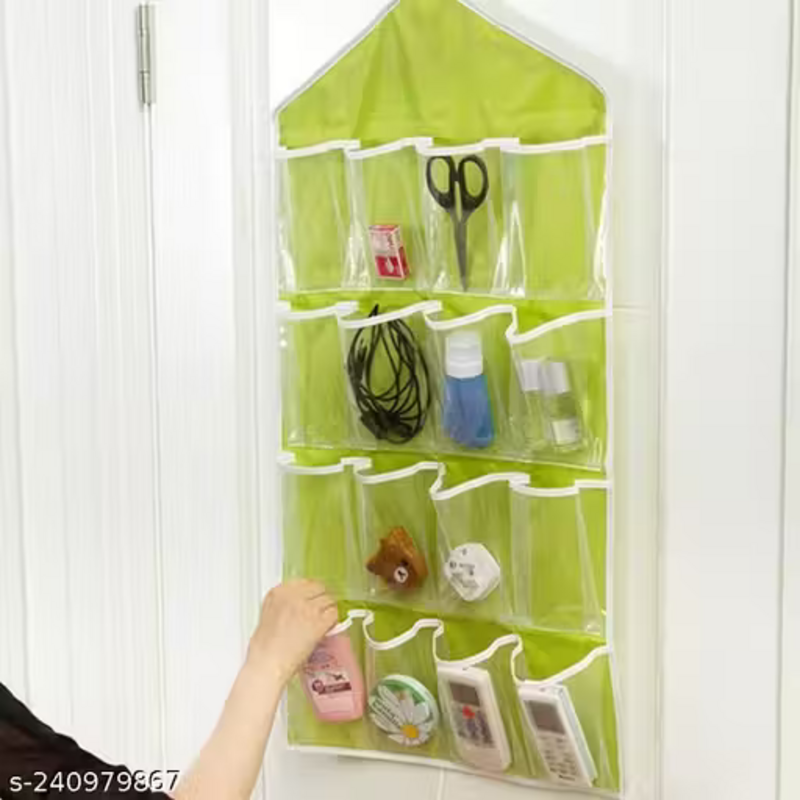 Foldable 16 pocket wardrobe organizer-Green
