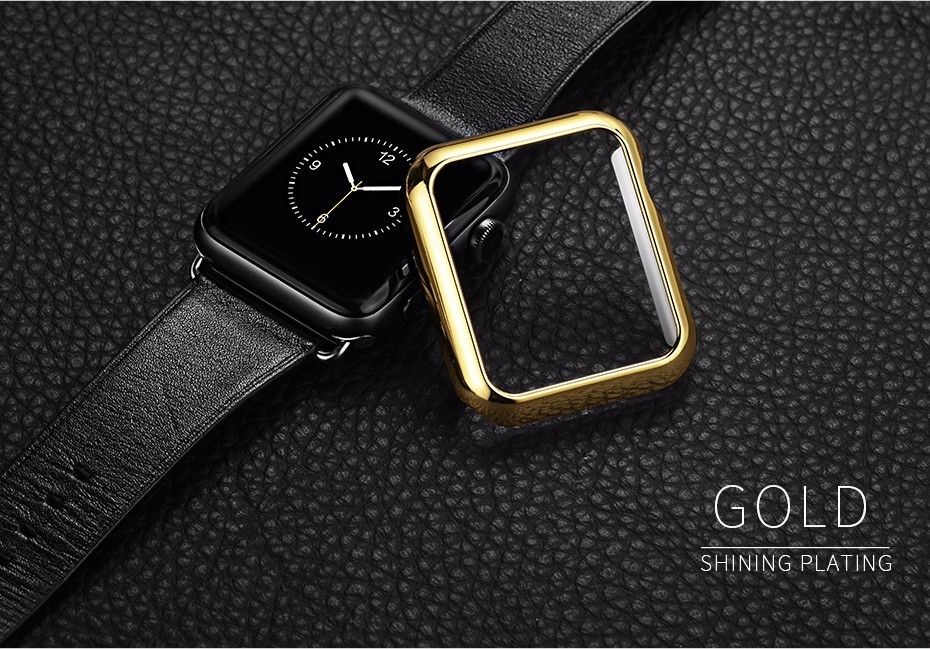 PC plastic electroplating case compatible for Smart Watch (Compatible)-Gold-38mm