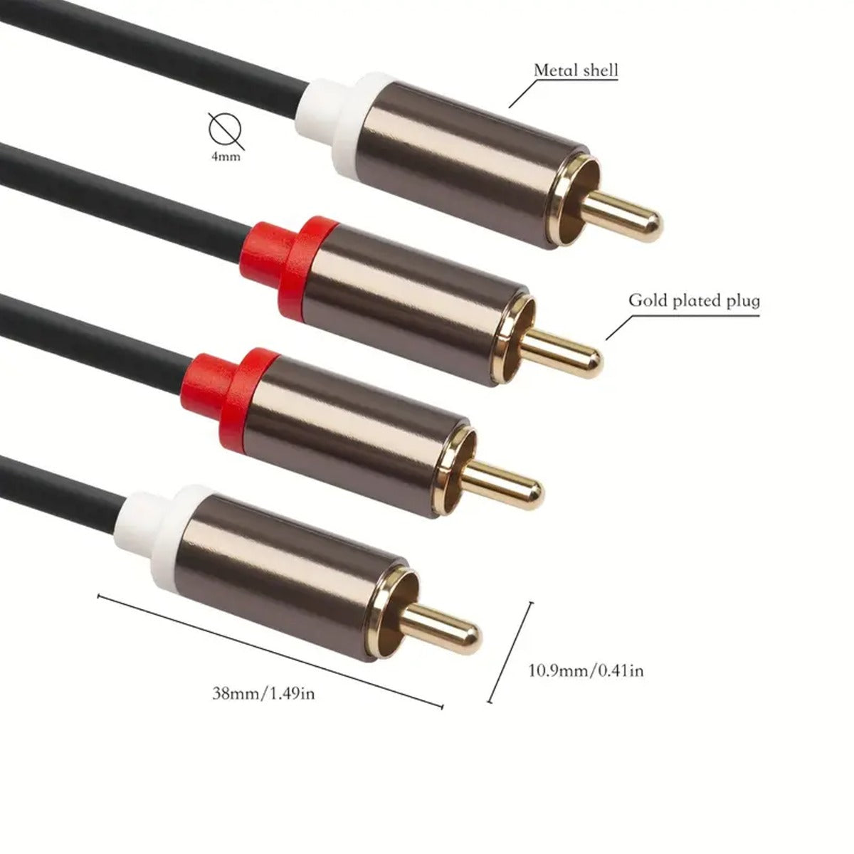 2RCA Male to Male Audio Stereo Cable - 6FT