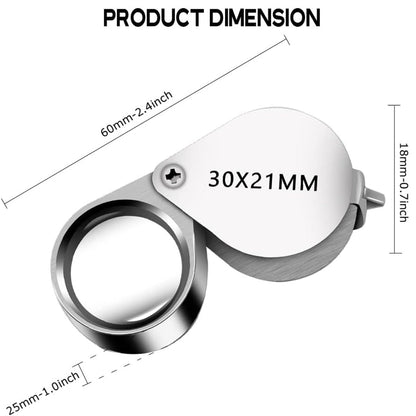 Pocket Jewelry Loupe 30x 21mm Jewelers Eye Magnifying Glass