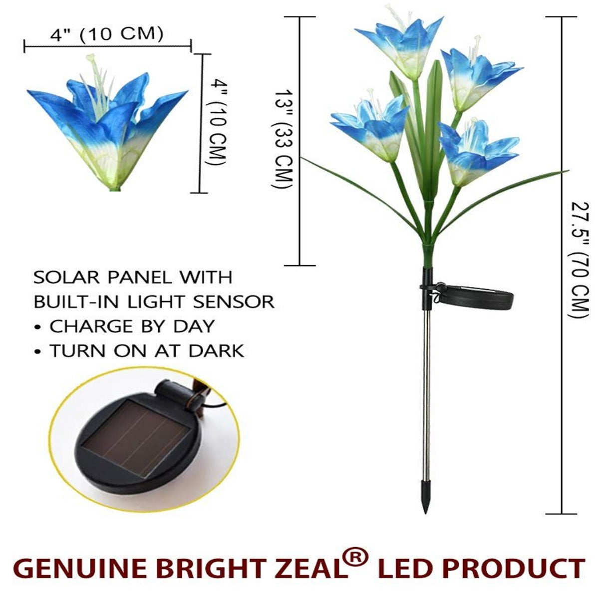 2Pcs Solar Garden Flower Light
