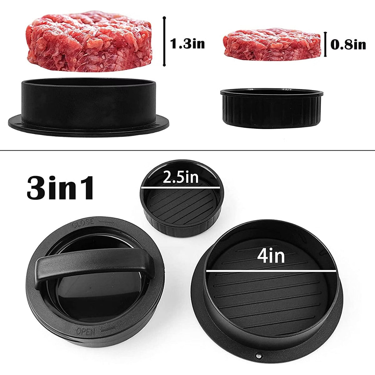 3 IN 1 Stuffed Burger Molds Maker