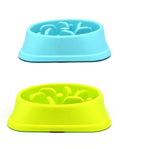 Dog Food Slow Feeder Plastic Bowl -Green