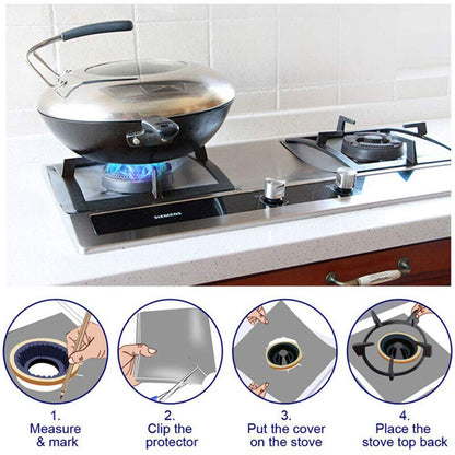 4pc Premium Reusable Gas Stovetop Burner Protector Pad Liner Cover