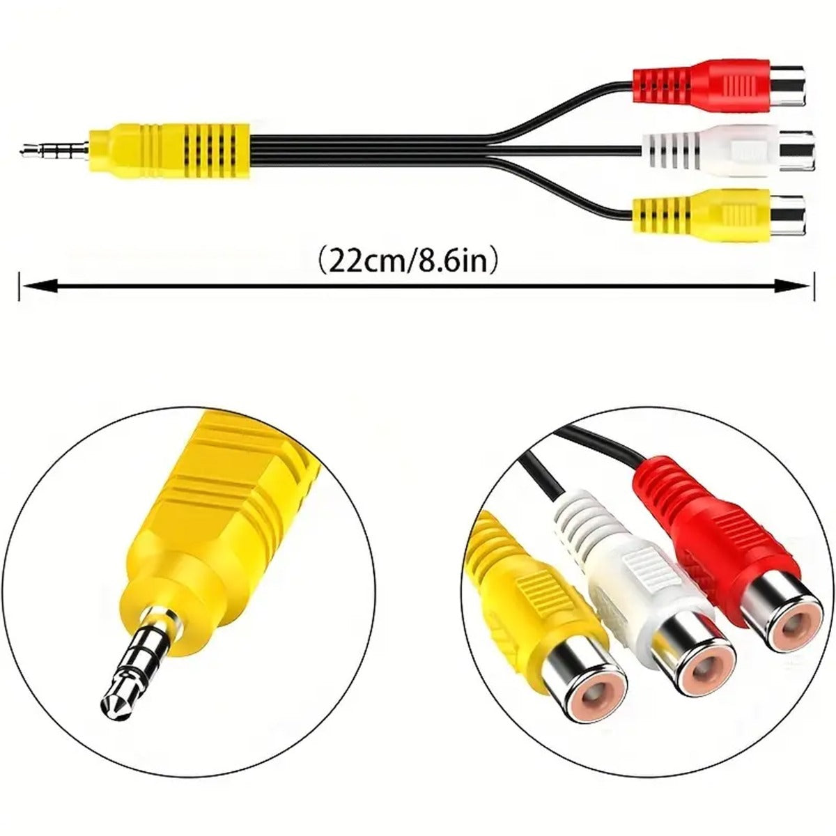 3 RCA To 3.5mm AV Input Adapter Cable