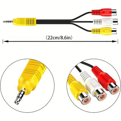 3 RCA To 3.5mm AV Input Adapter Cable