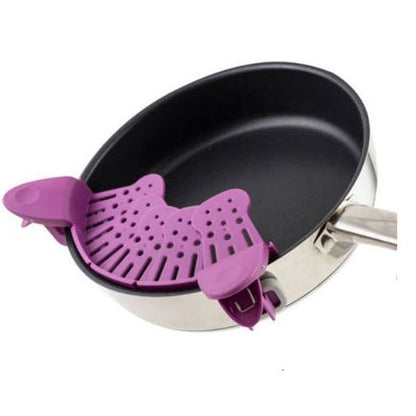 Strainer Clip Anti-Spill Colander -Purple