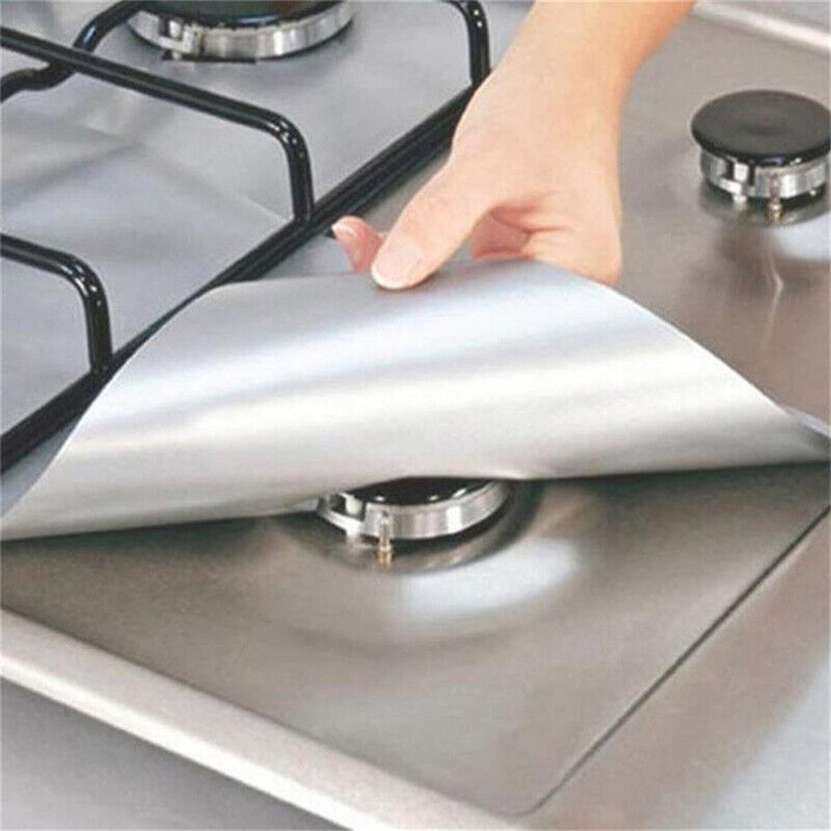4pc Premium Reusable Gas Stovetop Burner Protector Pad Liner Cover