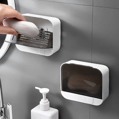 Bathroom Soap Holder Flip Lid Soap StoragePunch Soap Dish With Drain