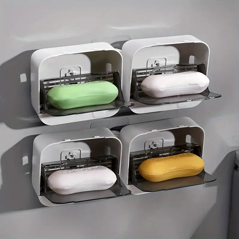 Bathroom Soap Holder Flip Lid Soap StoragePunch Soap Dish With Drain