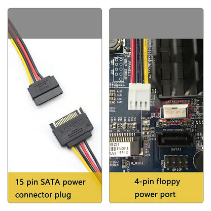 4 Pin Floppy Drive to 15 Pin SATA Male Power Cable