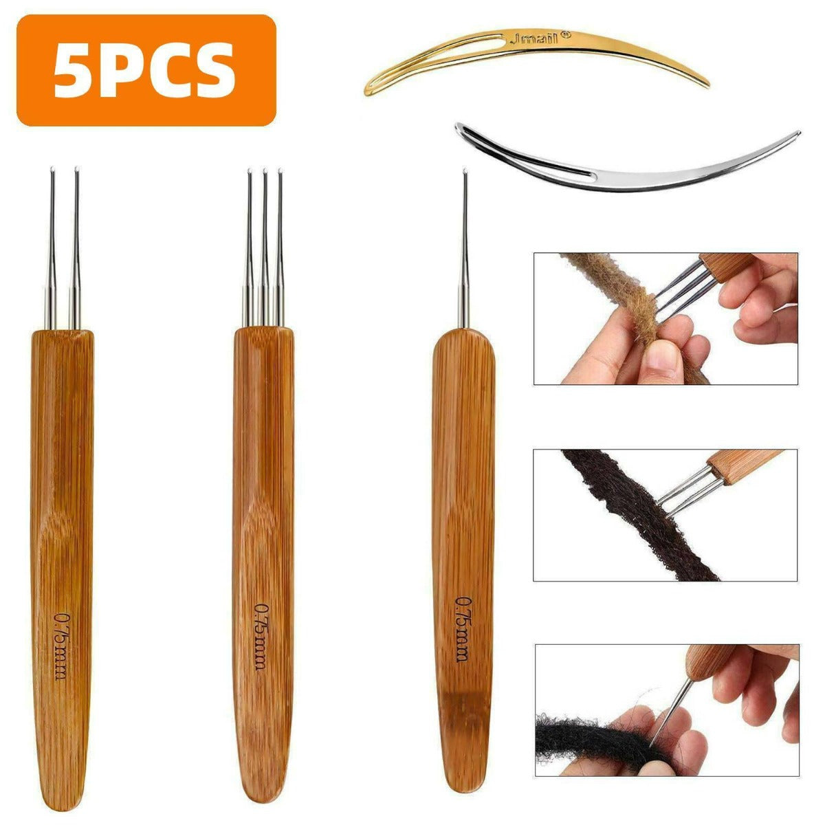 5Pcs DIY Hook Bamboo Handle