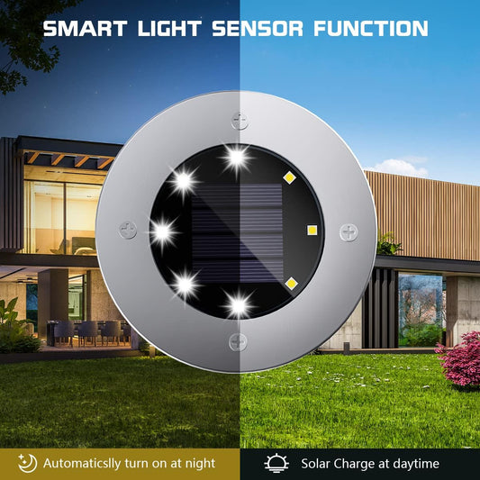 4Pcs LED Solar Powered In-Ground Lights - cool white