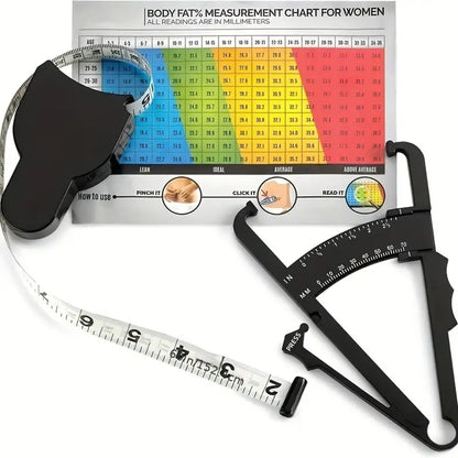 AccuMeasure Body Fat Caliper and Tape Measure Skinfold Calipers and Measuring Tape for Accurate Body Fat Measurement