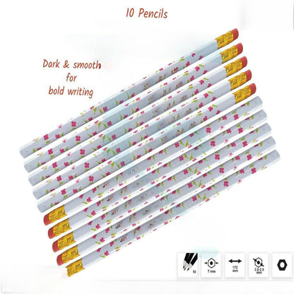Flora Classic Dark Smooth Pencils with Free Sharpener and Scale