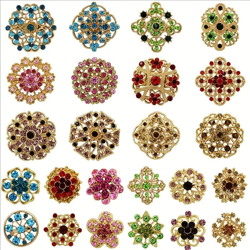 Elegant Rhinestone Flower Brooch Lapel Pin