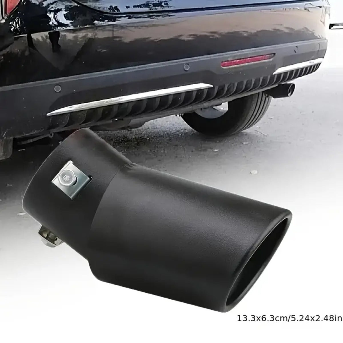 Black Universal Car Exhaust SS Tail Muffler Tip Pipe Car Vehicle Throat Exhaust System