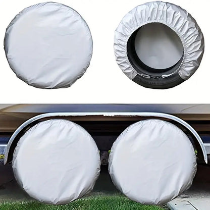 Tire Covers For Wheel (4 Pack Silver), Waterproof UV Sun Protectors For Motorhome Boat Trailer Camper Van SUV