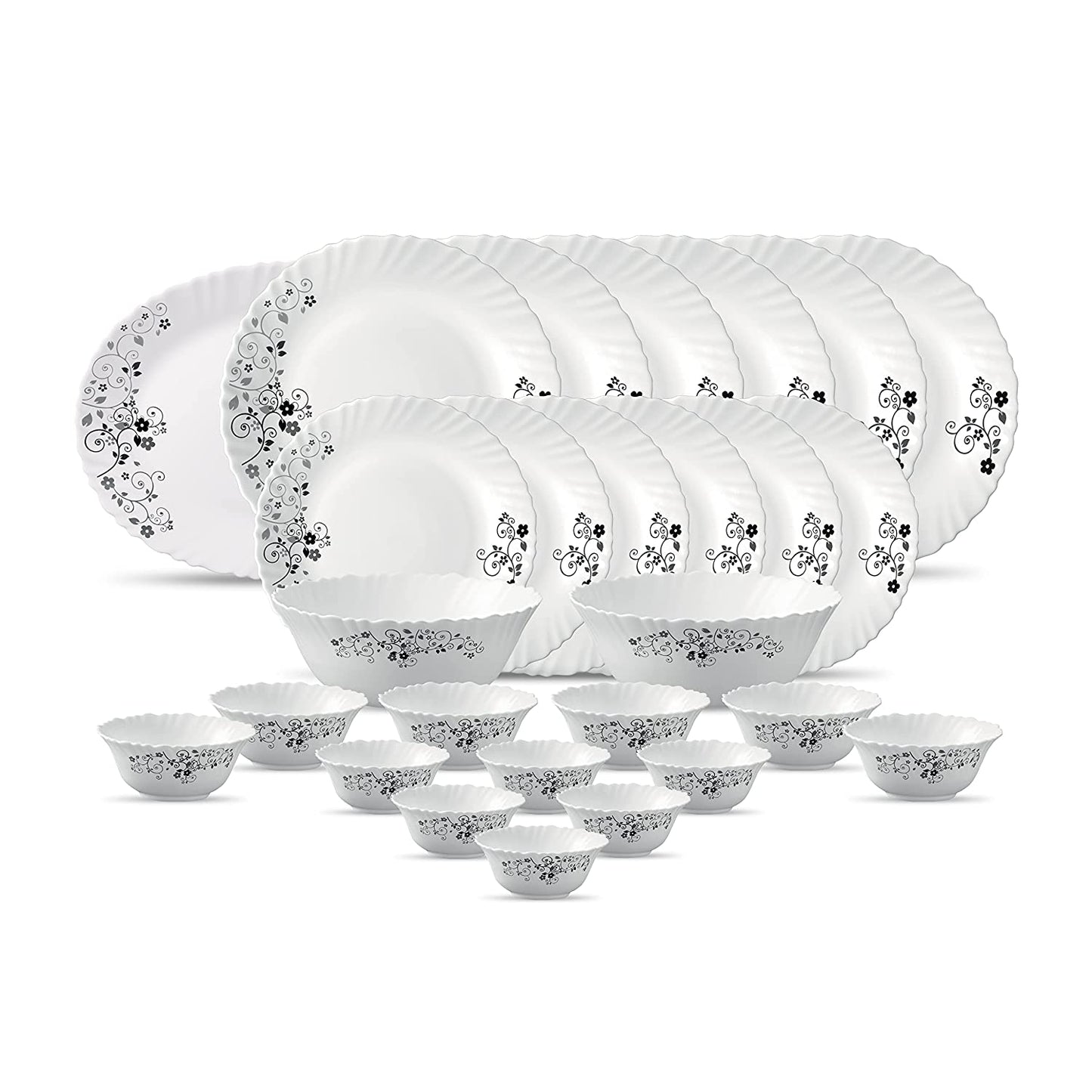 La Opal Glass, Classique Collection, Glass Dinner Set 21 pcs-MYSTRIO BLACK