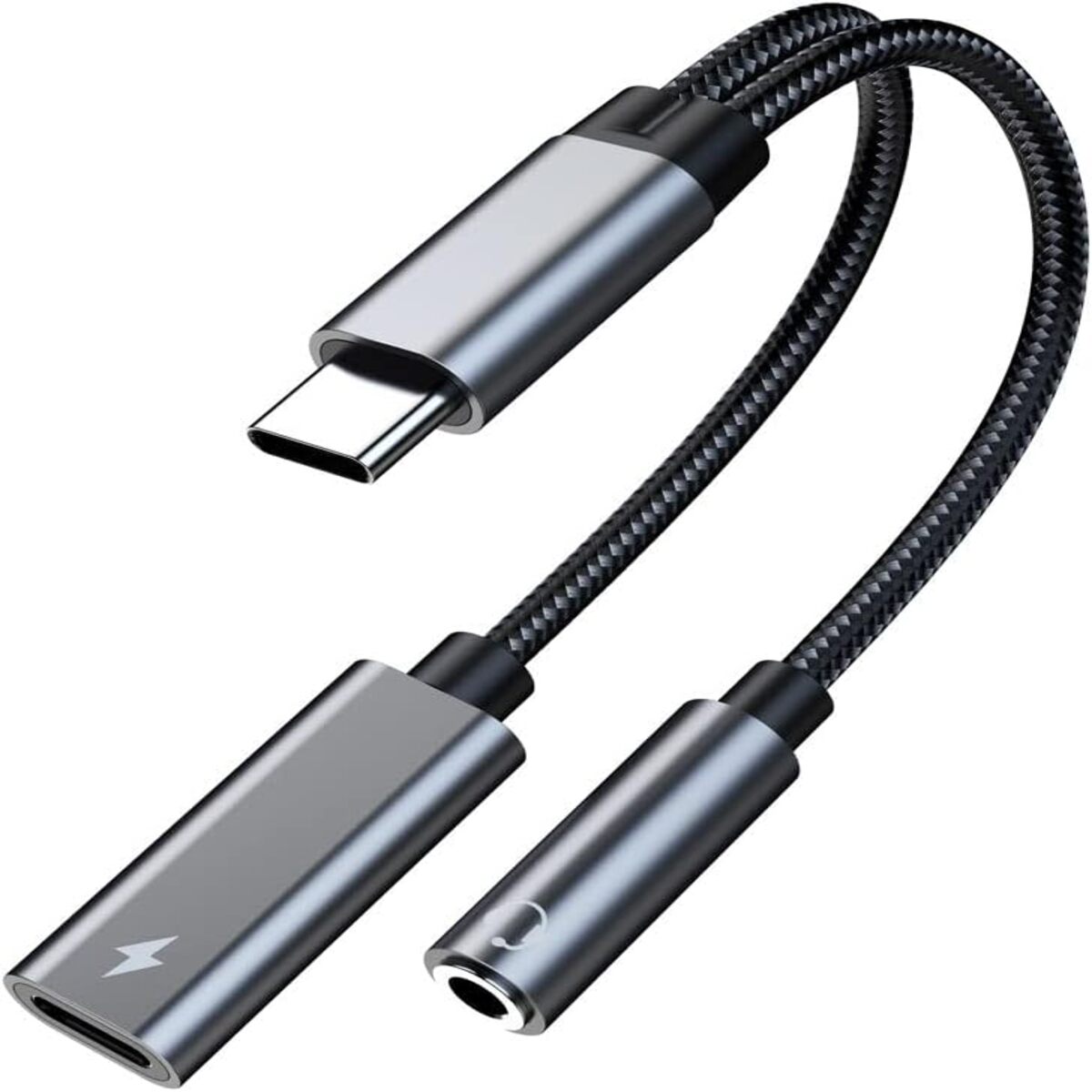 2-in-1 Multi-Function Type C To 3.5 mm Headphone Adapter Charging Port Suitable