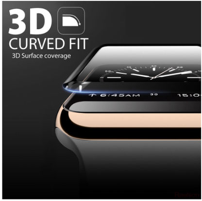 Compatible Smart Watch 3D Full Screen Tempered Glass - 38mm/40mm/42mm/44mm (Black)-44mm