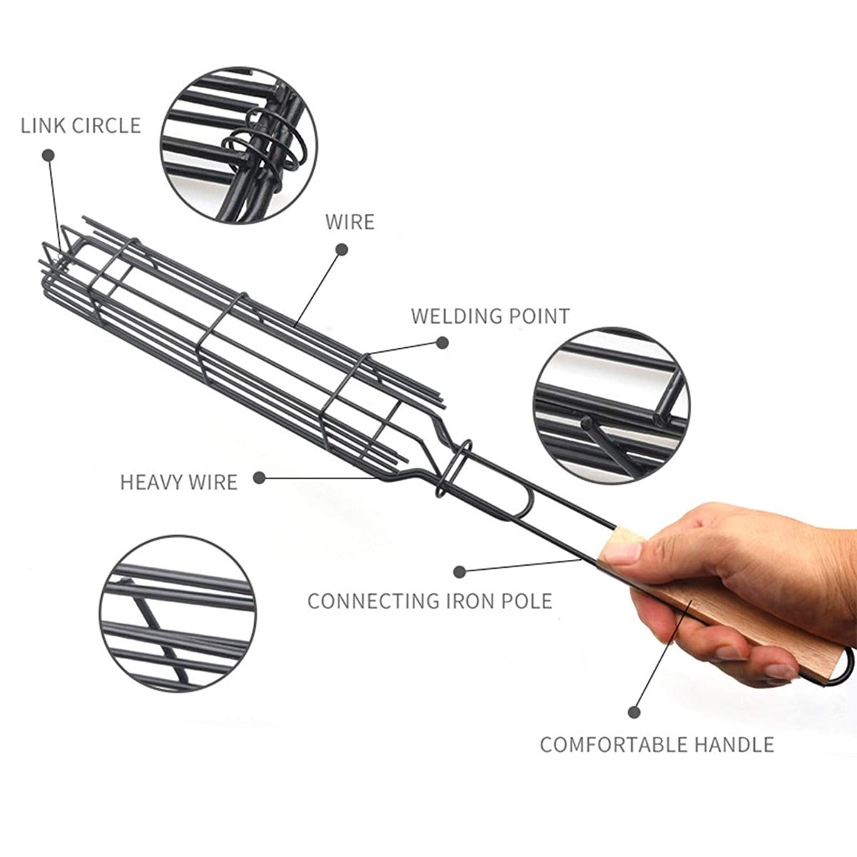 BBQ Non-Stick Single Kabob Grilling Basket and Smoker