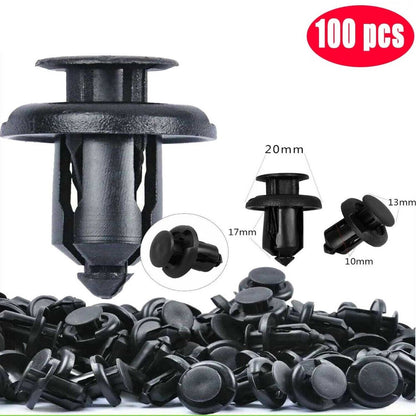 100 Pcs 10mm Bumper Retainer Clips - Black