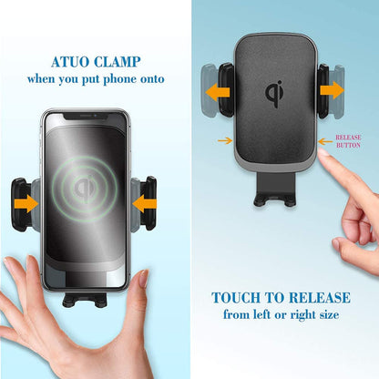 15W Fast Wireless Car Charger Vent Mount with CLIP AND SUCKING DISC